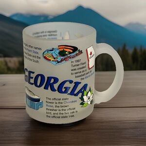 Atlanta Georgia Fun Facts Souvenir Frosted Glass Mug 11oz (New Without Tags)